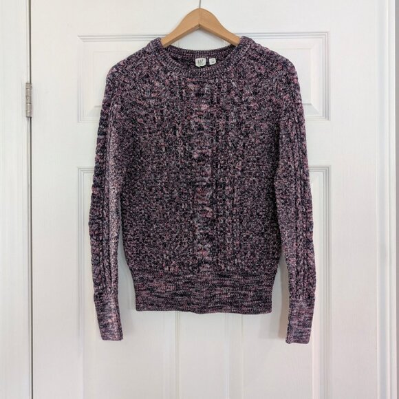 Gap classic cable knit crew neck sweater navy pink size XS - Picture 1 of 16